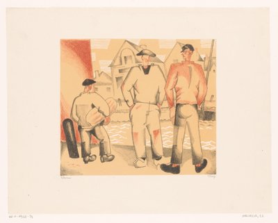 Three Fishermen at the Quay by Jean Emile Laboureur