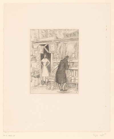Customer Browsing in an Antique Shop by Jean Emile Laboureur