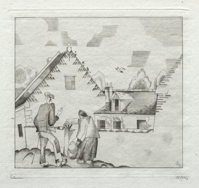 Villagers, Chatting by Jean Emile Laboureur