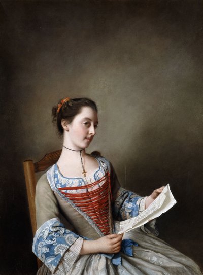 La Belle Liseus: Portrait of Miss Susanna Lewis, Seated, in the Costume of a Lyonnaise Peasant by Jean Étienne Liotard