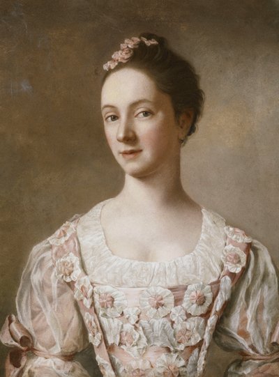 Portrait of a Lady, Half Length, in a Pink and White Dress by Jean Étienne Liotard