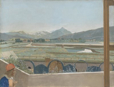 View toward the Mont Blanc Massif from the Artist’s Studio at Geneva, with a Self-portrait by Jean Étienne Liotard