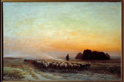 Herd of Sheep in Dust by Jean Ferdinand Chaigneau