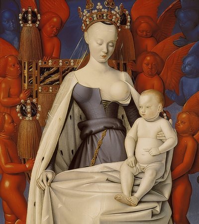 The Enthroned Madonna with the Christ Child. Diptych of Melun, Right Wing by Jean Fouquet