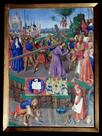 Portage de croix. Miniature taken from The Book of Hours of Etienne Chevalier by Jean Fouquet by Jean Fouquet