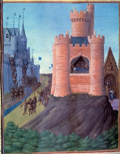 Siege of Avignon (1226). Death of Louis VIII. Coronation of Saint Louis (Louis IX). Miniature in Grandes Chronicles de France by Jean Fouquet by Jean Fouquet