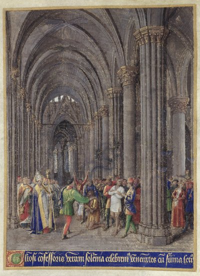 St. Veran exorcising the possessed in the north aisle of the Cathedral of Notre-Dame de Paris, from the 
