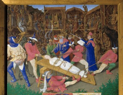 The Votes of the Saints. Martyrdom of Saint Apolline. Detail of a miniature by Jean Fouquet