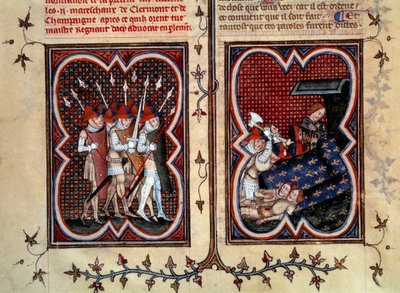 The Murder of Robert de Clermont and Jean de Conflans by Etienne Marcel and His Men on 22 February by Jean Fouquet