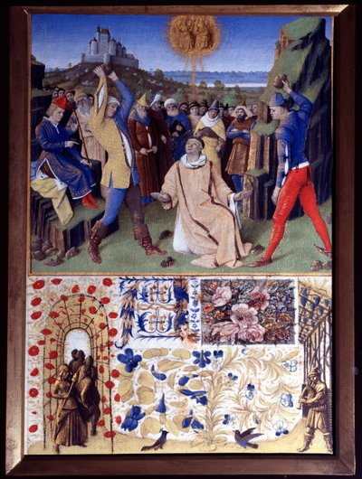 The martyrdom of Saint Stephen by stoning, miniature from 