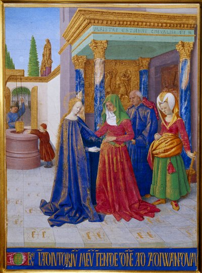 Visitation. Meeting Between the Virgin Mary and Saint Elizabeth. Miniature in 