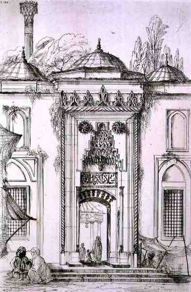 Entrance to the Mosque of Bayazid II, in Constantinople by Jean Francois (after) Albanis de Beaumont