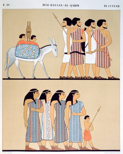 Fresco of the Tomb of Nevothph at Beni-Hassan-El-Qadim (Beni Hasan) by Jean Francois Champollion
