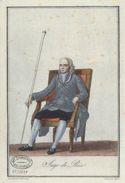 Justice of the Peace, engraved by Alix, from a book on French Directoire costumes by Jean Francois Garneray