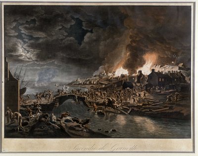 Granville in Flames Besieged by the Vendéans by Jean Francois Hue