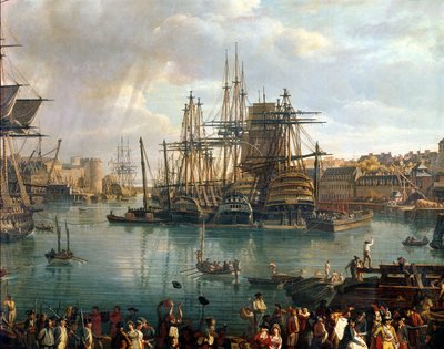 The Port of Brest with a View of Shipping (detail) by Jean Francois Hue