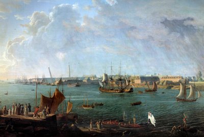 View of the port of Lorient in the 18th century. (detail) Painting by Jean Francois Hue (1751-1823) Paris, Musee de la Marine by Jean Francois Hue