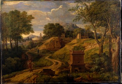 Classical landscape with a woman carrying a child, c.1650-75 by Jean Francois I Millet