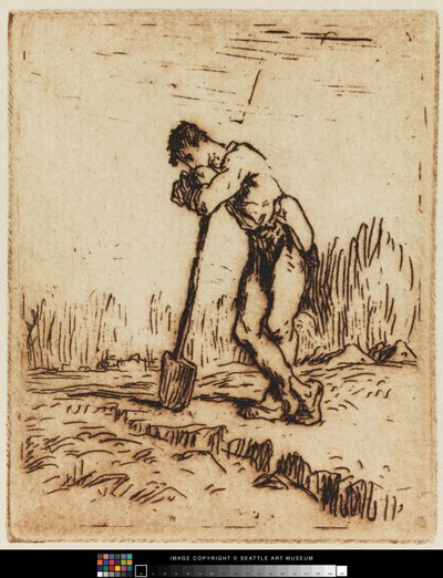 Man Leaning on His Spade by Jean Francois I Millet
