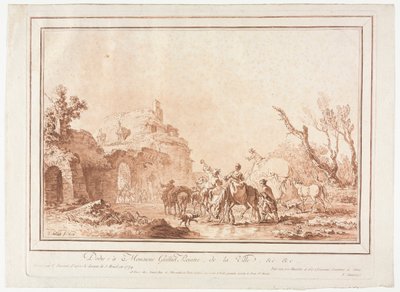 Before the Rampart of a Village by Jean Francois Janinet