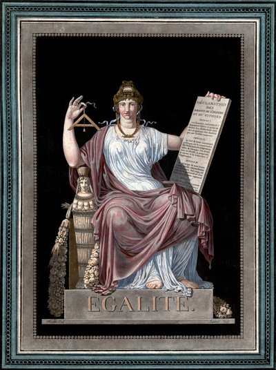 Equality - engraving by Jean Francois Janinet - Allegory of Equality holding the Declaration of Human Rights. 1793 by Jean Francois Janinet