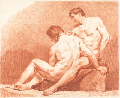 Two Male Nudes by Jean Francois Janinet
