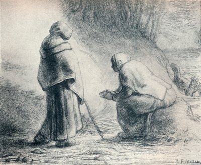 Shepherds at a Fire by Jean Francois Millet