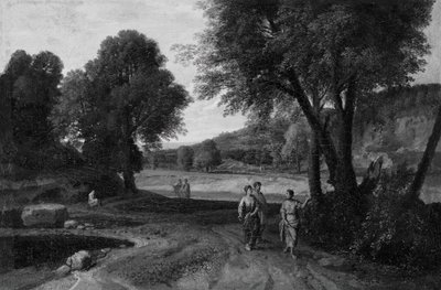 Classical Landscape with Two Women and a Man on a Path by Jean Francois Millet