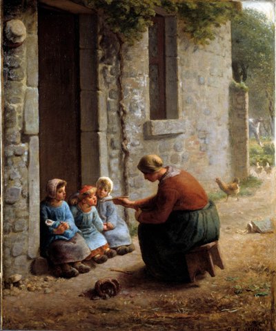 La becquee or peasant feeding her children by Jean Francois Millet