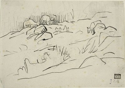 Landscape with Cattle by Jean Francois Millet