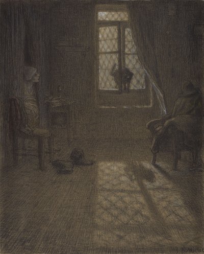 The Cat at the Window by Jean Francois Millet