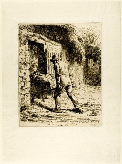 Peasant with a Wheelbarrow by Jean Francois Millet