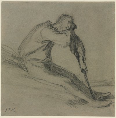 Seated Peasant Resting on a Hoe by Jean Francois Millet
