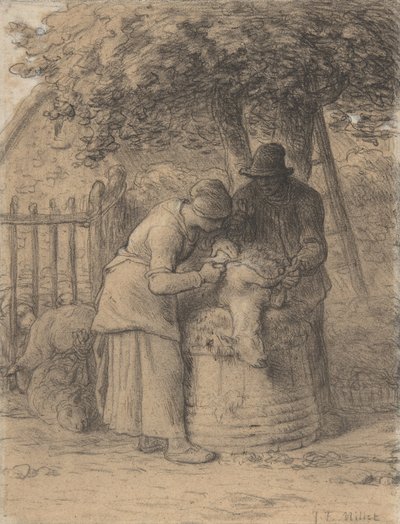 Sheepshearing Beneath a Tree by Jean Francois Millet