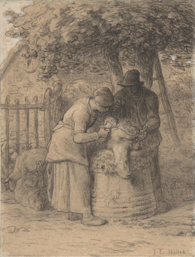 Sheepshearing Beneath a Tree by Jean Francois Millet