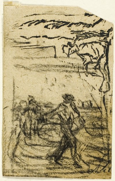 Sketches, Fragment: Peasant Seated at the Foot of a Tree by Jean Francois Millet