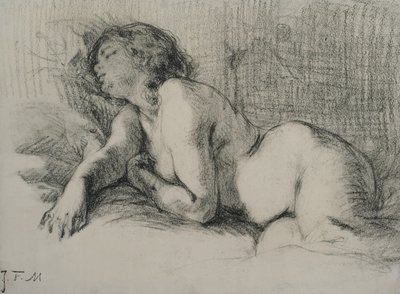 Study of a reclining female nude by Jean Francois Millet
