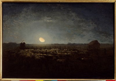 The Sheep Park, Moonlight by Jean Francois Millet