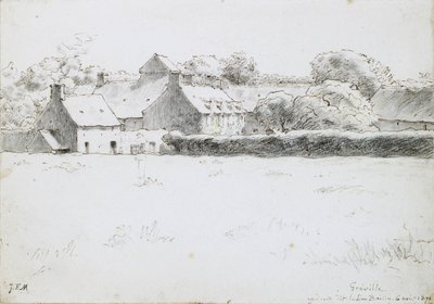 View of Farm Buildings Across a Field, 1871 by Jean Francois Millet
