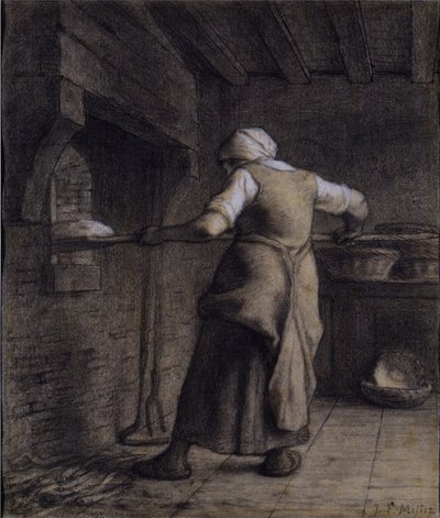 Woman Baking Bread by Jean Francois Millet
