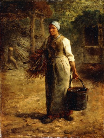 Woman Carrying Firewood and a Pail by Jean Francois Millet