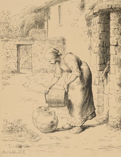Woman Emptying a Bucket by Jean Francois Millet