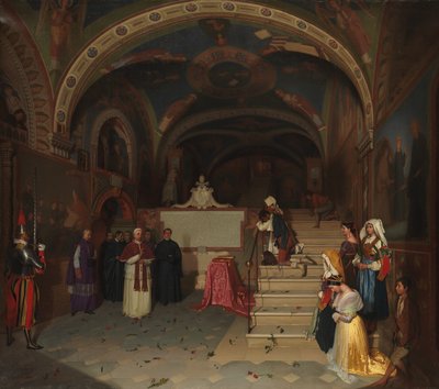 Pope Gregory XVI Visiting the Church of San Benedetto at Subiaco by Jean Francois Montessuy