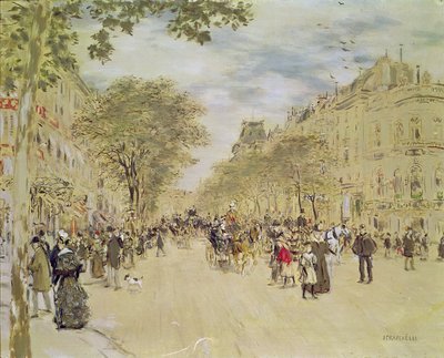 The Pavillon de Hanovre and the Boulevard des Italiens, Paris, after 1870 by Jean Francois Raffaelli
