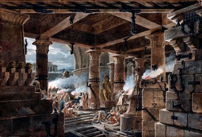 Architectural Fantasy: Interior View of an Egyptian Temple by Jean François Thomas de Thomon