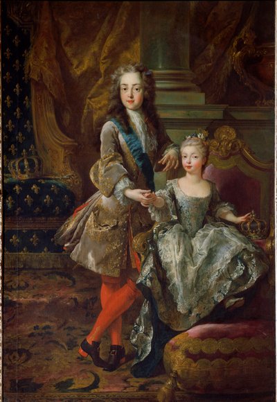 Portrait of King Louis XV and His Fiancee Marie Anne Victoire of Spain by Jean François de Troy