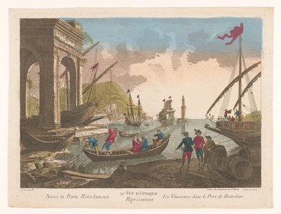 View of Boats and Ships in the Harbor of Rotterdam by Jean François Daumont