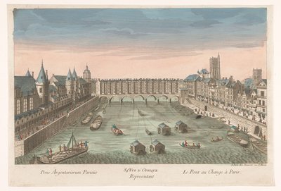 View of the Pont au Change over the Seine in Paris by Jean François Daumont