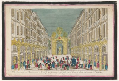 View of the Decoration of the Rue de la Feronnerie in Paris on the Occasion of the Recovery of Louis XV, King of France, in 1745 by Jean François Daumont