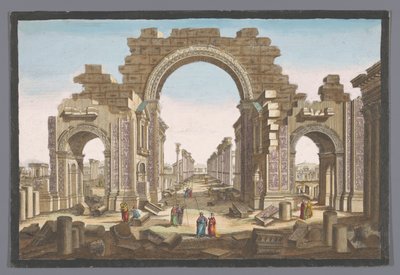 View of the Ruins of the Arch of the Colonnade at Palmyra, Seen from the East by Jean François Daumont